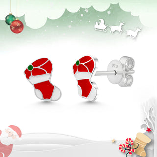 Nipura 925 sterling silver Christmas Stocking Earrings – Festive Holiday Jewelry