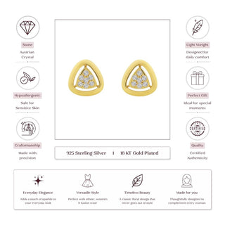 Trinity 18kt Gold-Plated 925 Sterling Silver CZ Earrings