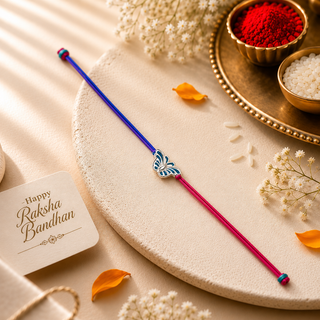 Butterfly 925 Sterling Silver Thread Rakhi for Toddler & Kids Brother Cute Raksha Bandhan Gift