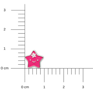 Smiley Star Pink Enamel Silver Stud Earrings