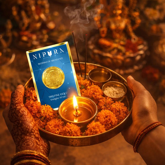 24KT 999 Pure Gold Coin – Sri Yantra | 50mg | Nipura