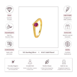 Crimson Crown Gold-Tone 925 Sterling Silver Vanki  Ring