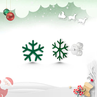 Nipura 925 sterling Silver Elegant Snowflake Christmas Enamel Stud Earrings