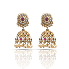 Ruby Bakul Brass Jhumka Style Earrings