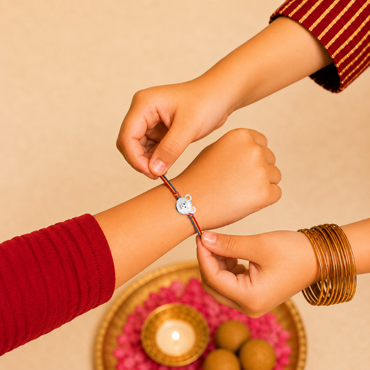 Teddy Face 925 Sterling Silver Kids Rakhi for Toddler, Kids & Teen Brother