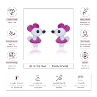 Little Mouse 925 Sterling Silver Stud Earrings for Kids