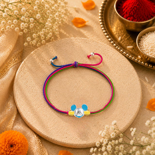 Blue Mickey Mouse 925 Sterling Silver Kids Rakhi for Toddler, Kids & Teen Brother
