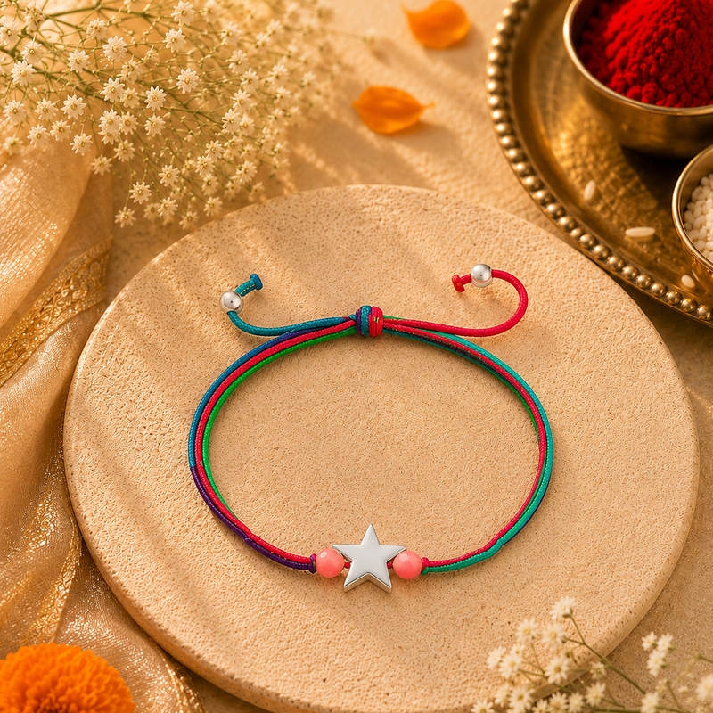 Little Star 925 Sterling Silver Kids Rakhi for Toddler, Kids & Teen Brother