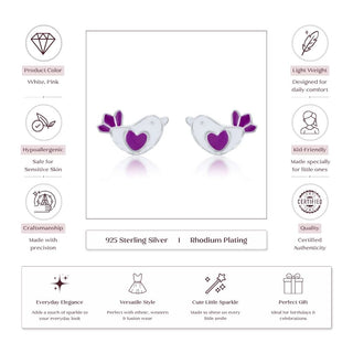 Sparrow Chirps 925 Sterling Silver Stud Earrings for Kids