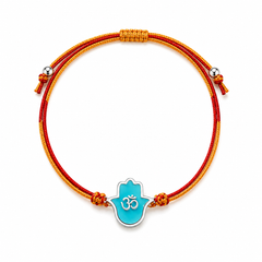 Hamsa OM 925 Sterling Silver Protection Thread Rakhi for Kids, Teen & Adult Brother