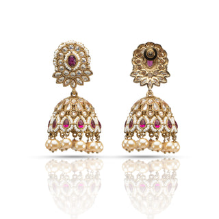 Ruby Bakul Brass Jhumka Style Earrings