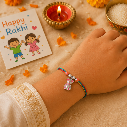Teddy 925 Sterling Silver Kids Thread Rakhi for Kids & Teen Brother
