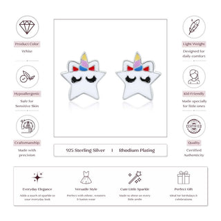 Starry Smiles 925 Sterling Silver Stud Earrings for Kids