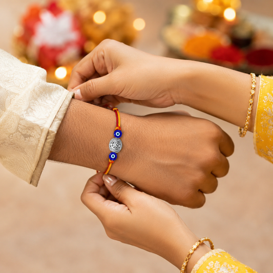 Evil Eye 925 Sterling Silver Protection Rakhi for Teen & Adult Brother Raksha Bandhan Gift