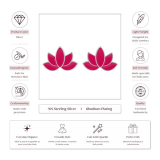Bloom Bright – Pink Lotus Sterling Silver Stud Earrings