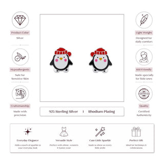 Penguin Enamel Stud Earrings – Sterling Silver