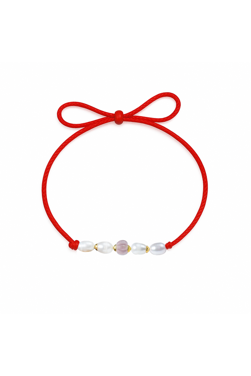 Carved Rose-quartz Real Pearl Rakhi