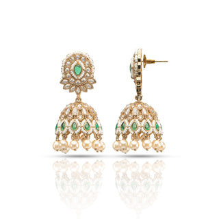 Emerald Bakul  Brass Jhumka Style Earrings