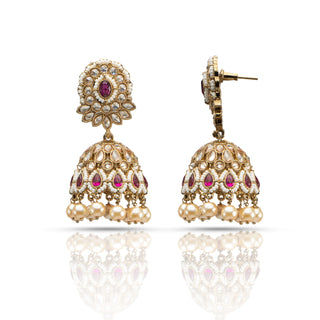 Ruby Bakul Brass Jhumka Style Earrings