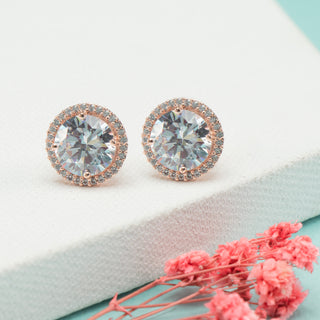 Rosegold Victoria Halo Cluster Studs