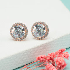 Rosegold Victoria Halo Cluster Studs