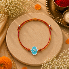 Hamsa OM 925 Sterling Silver Protection Thread Rakhi for Kids, Teen & Adult Brother