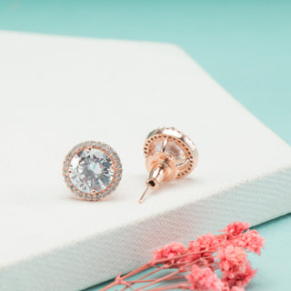 Rosegold Victoria Halo Cluster Studs