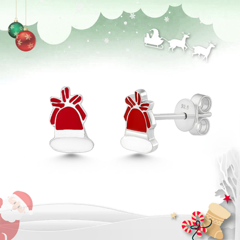 Santa Hat Sterling Silver Stud Earrings