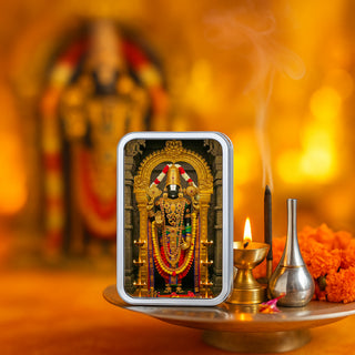 Nipura Grace of Tirupati – 5g Lord Balaji 999 Silver Bar (Acrylic Painted)