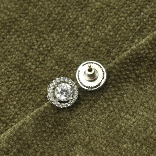 Classic Halo Brass Solitaire Earrings