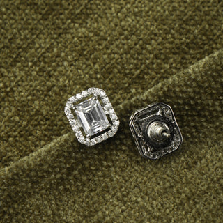 Classic Vintage Baguette Brass Zircon Earrings