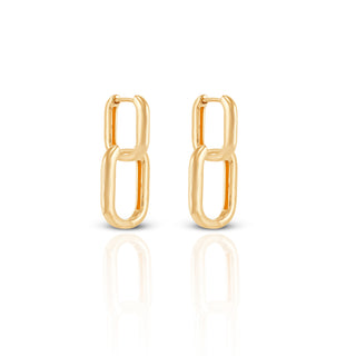 Chained Dangling Brass Hoop Earrings