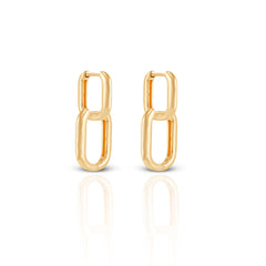 Chained Dangling Brass Hoop Earrings