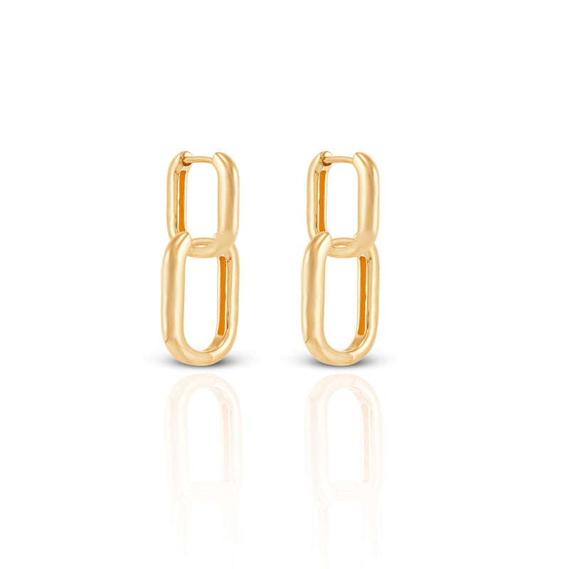 Chained Dangling Brass Hoop Earrings