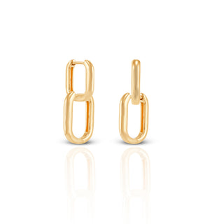 Chained Dangling Brass Hoop Earrings
