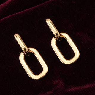 Chained Dangling Brass Hoop Earrings