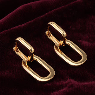 Chained Dangling Brass Hoop Earrings