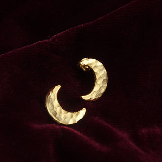 Golden Crescent Glow Brass Earrings