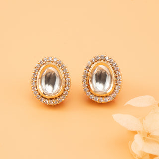 Golden Crystal Zircon Brass Stud Earrings