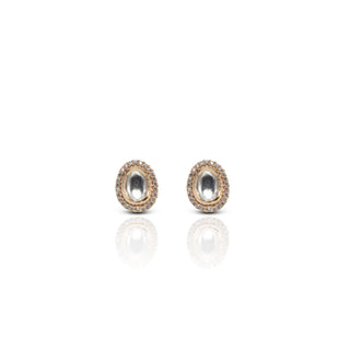 Golden Crystal Zircon Brass Stud Earrings