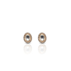 Golden Crystal Zircon Brass Stud Earrings