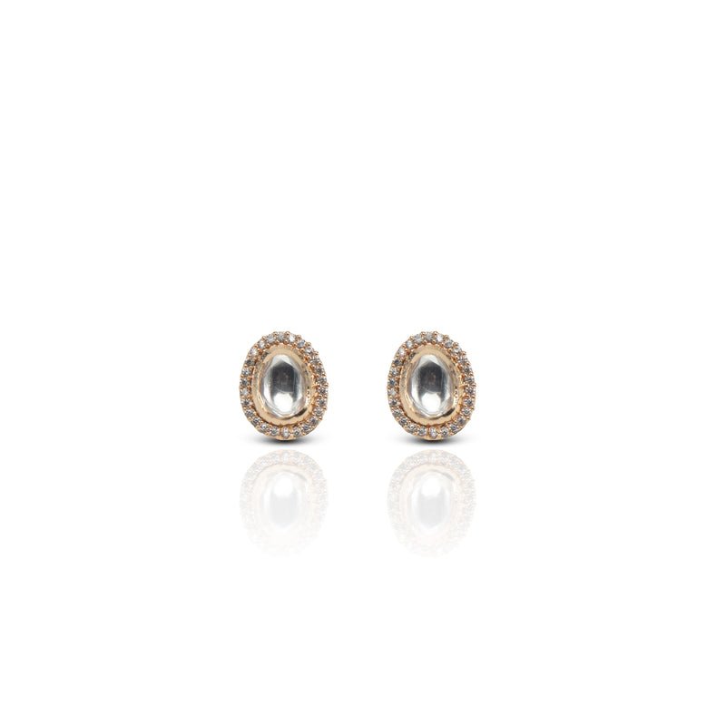 Golden Crystal Zircon Brass Stud Earrings