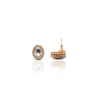 Golden Crystal Zircon Brass Stud Earrings