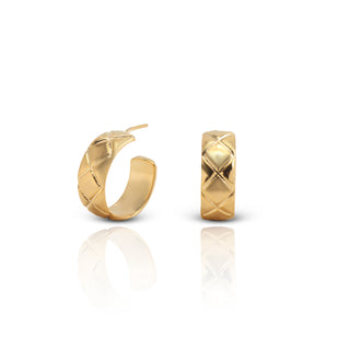 Golden Cushion C-Hoops Brass Earrings