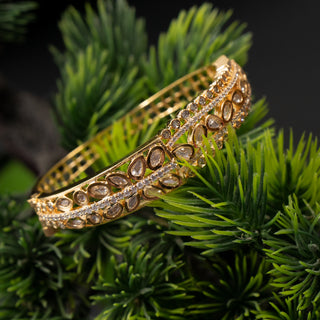 Golden Floral Brass Kada Bracelet