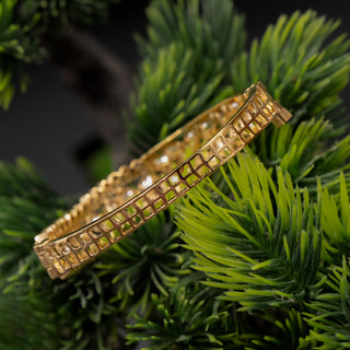 Golden Floral Brass Kada Bracelet