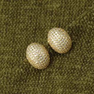 Golden Glory Brass Crystals Stud Earrings