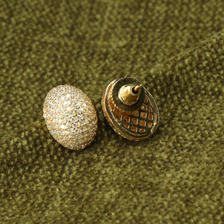 Golden Glory Brass Crystals Stud Earrings