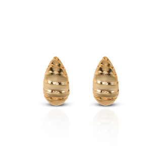 Golden Croissant Brass Stud Earrings