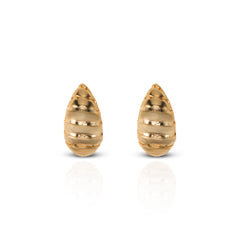 Golden Croissant Brass Stud Earrings